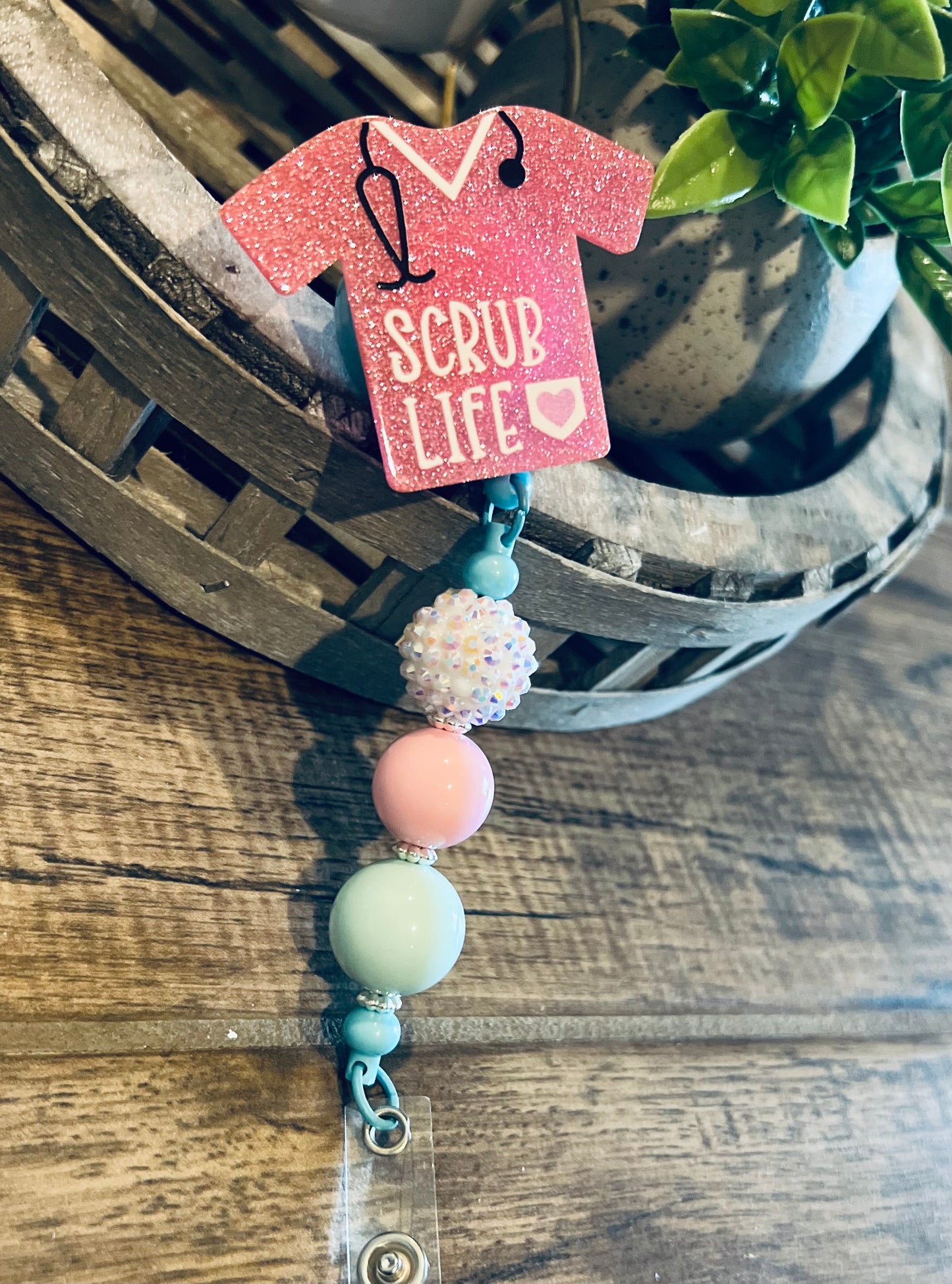 Pink “Scrub Life” Badge Reel-Interchangeable