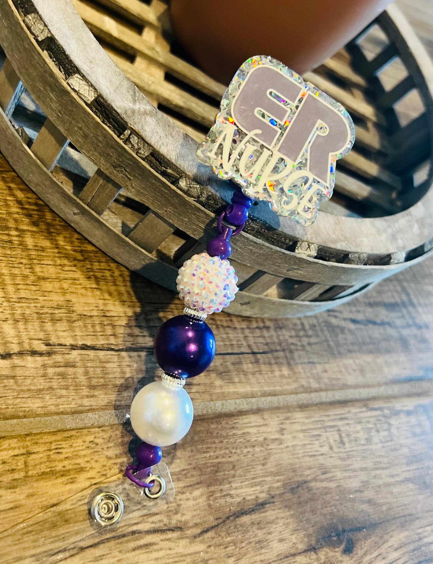 Silver “ER Nurse” Badge Reel-interchangeable