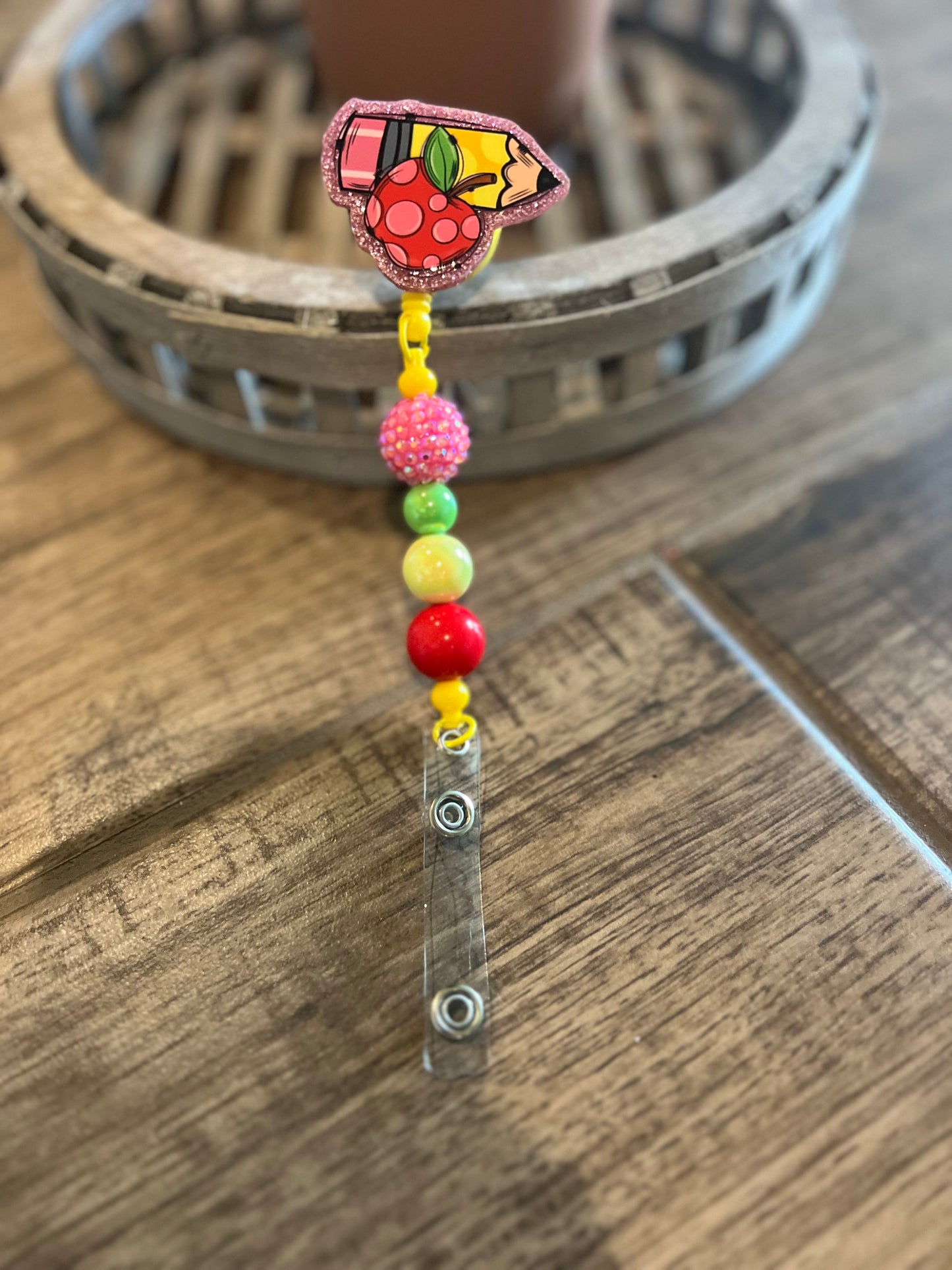 Pencil Apple Badge Reel