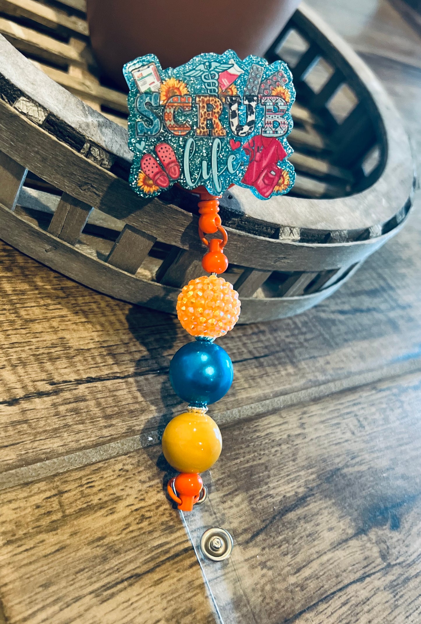Blue “Scrub Life” Badge Reel-interchangeable