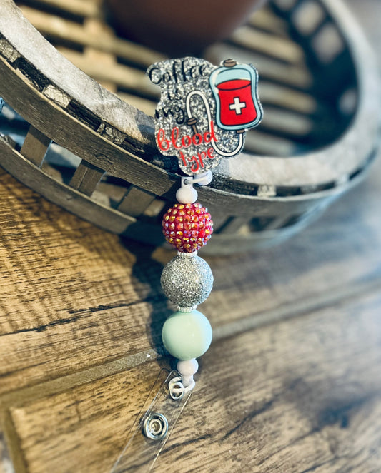 “Coffee is My Blood Type” Badge Reel-interchangeable