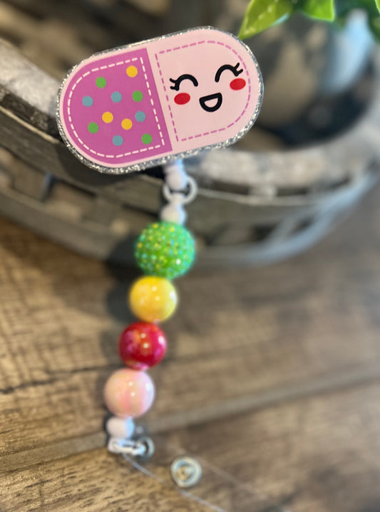 “Happy Pill” 1 Badge Reel-Interchangeable