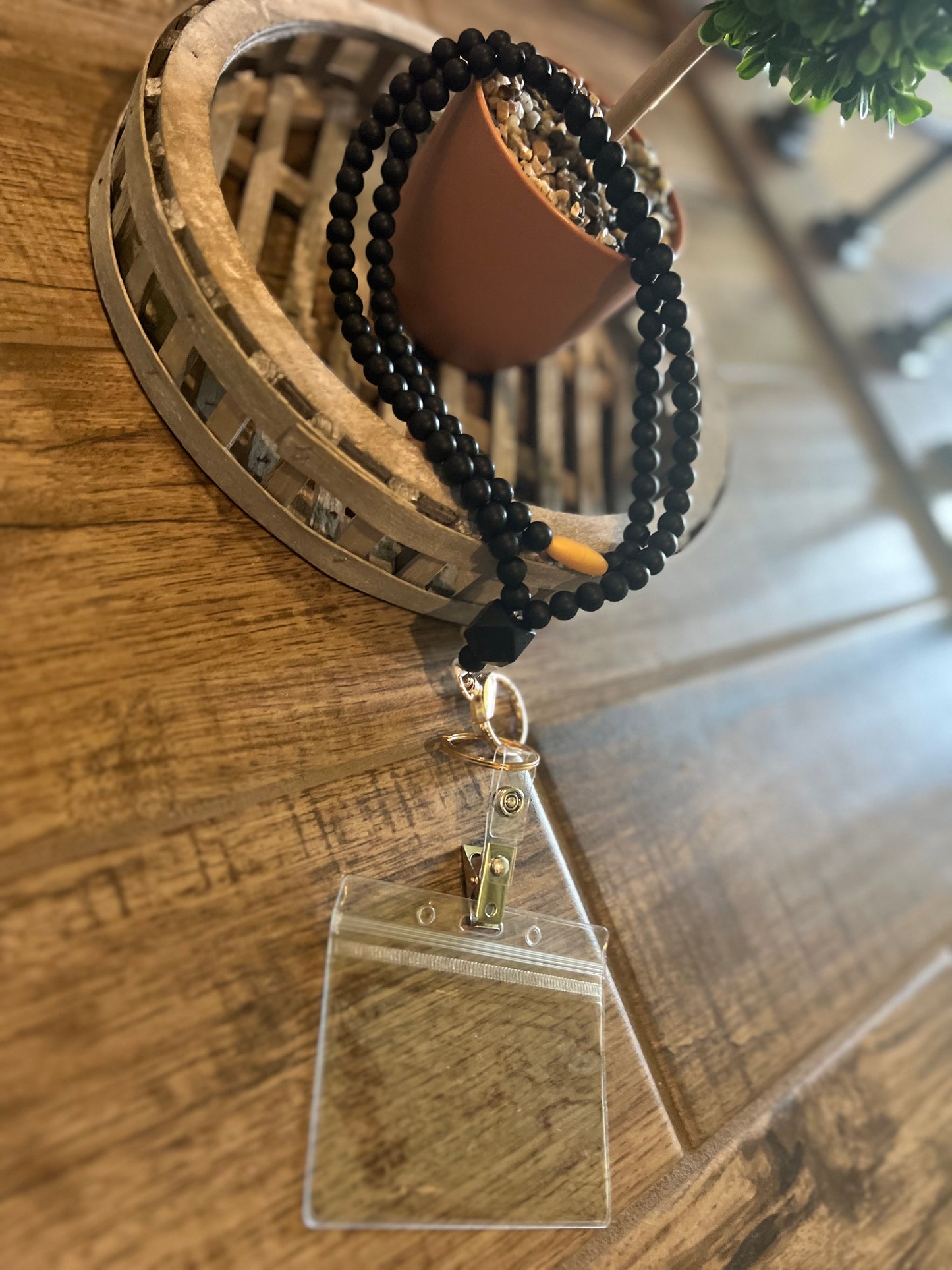 Black Bead Lanyard