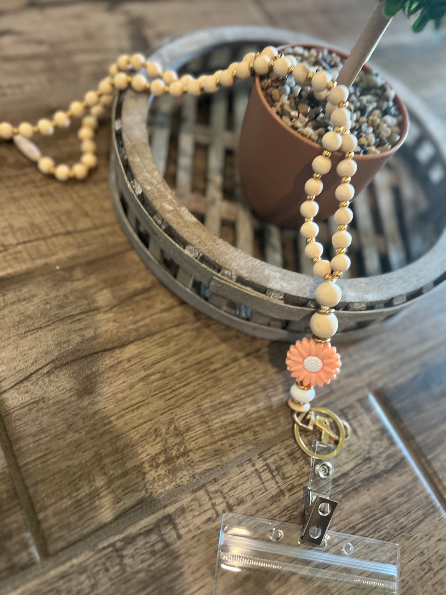 Coral Daisy Lanyard