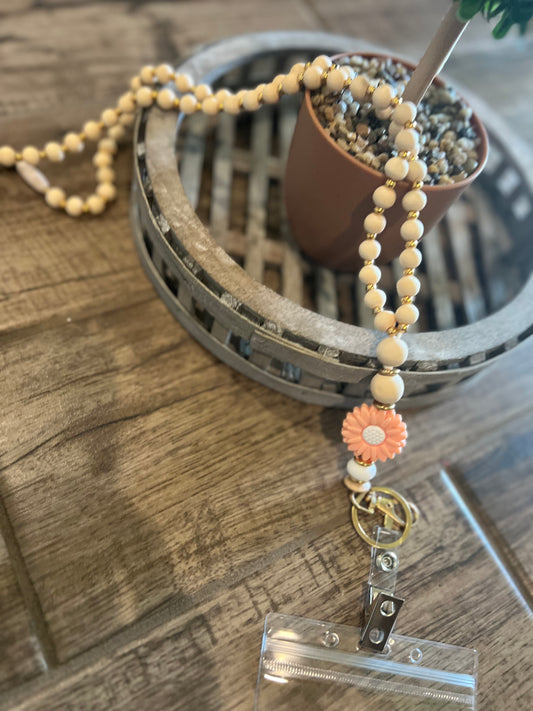 Coral Daisy Lanyard