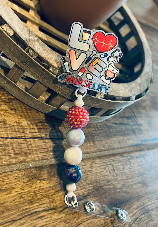 “Love #nurselife” 3 Badge Reel-interchangeable