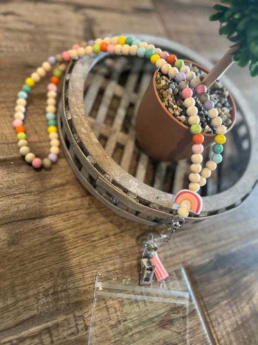 Colorful Wood Bead Lanyard