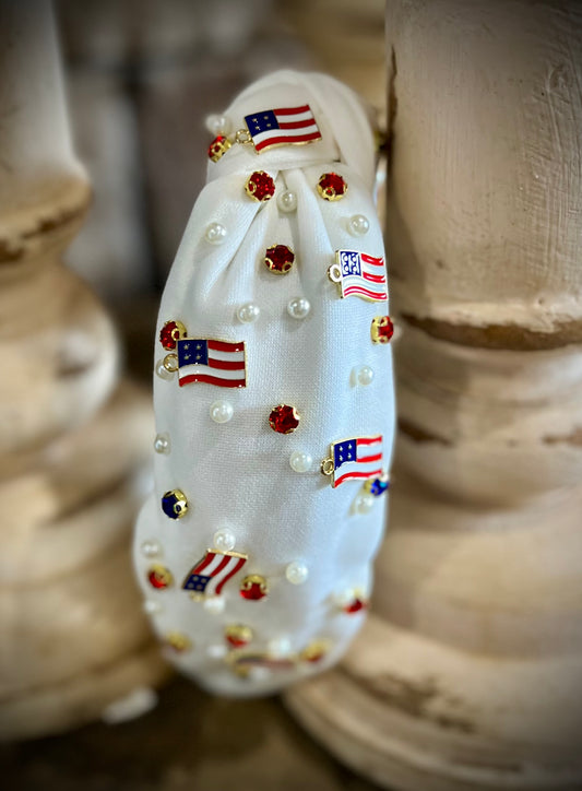 White “American Flag” Headband