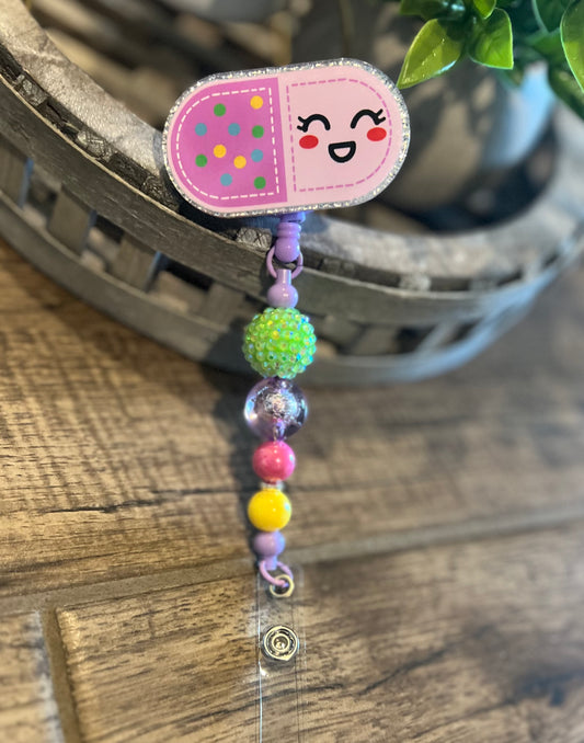 “Happy Pill” 2 Badge Reel-interchangeable