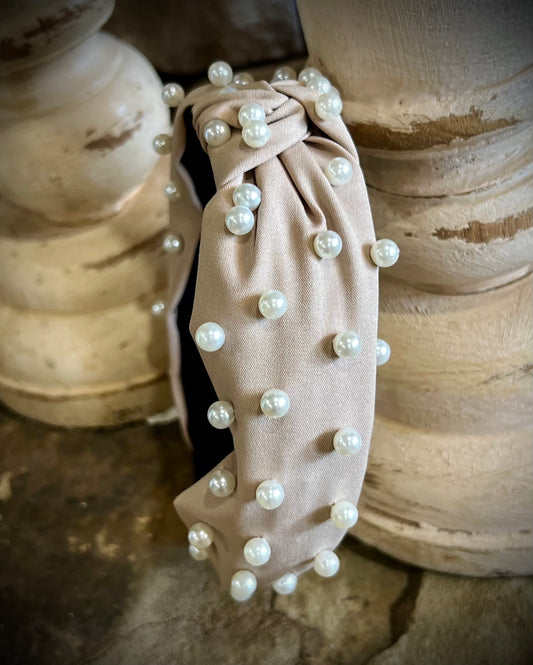 Khaki & Pearls Headband